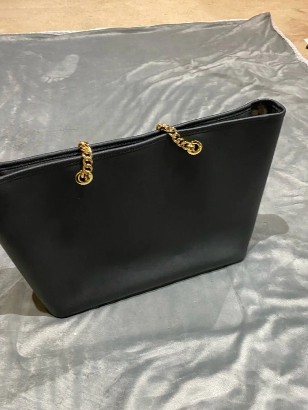 Michael Kors Black Tote with Gold Chain Handles - Picture 3 of 12